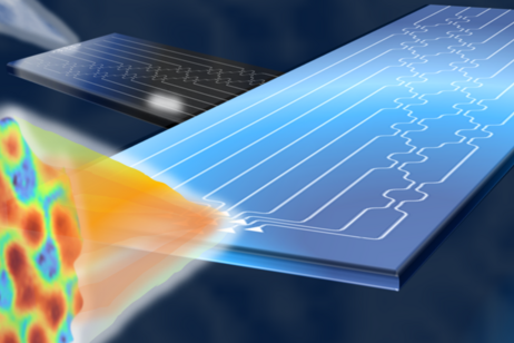 The chip that makes calculations using light (credit:Press offices of Politecnico di Milano and Scuola Superiore Sant'Anna)