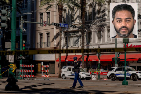 Bourbon Street, luogo della strage di New Orleans e - nel riquadro - l'attentatore Shamsud-Din Jabba